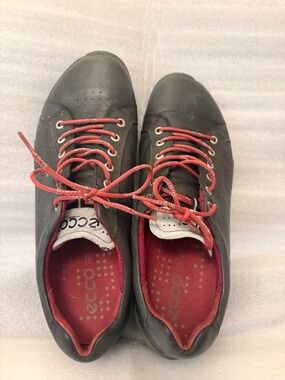 ECCO Golf Shoes Mens 46 Brown Red Spikeless Leather Casual Comfort EU 46 US 12